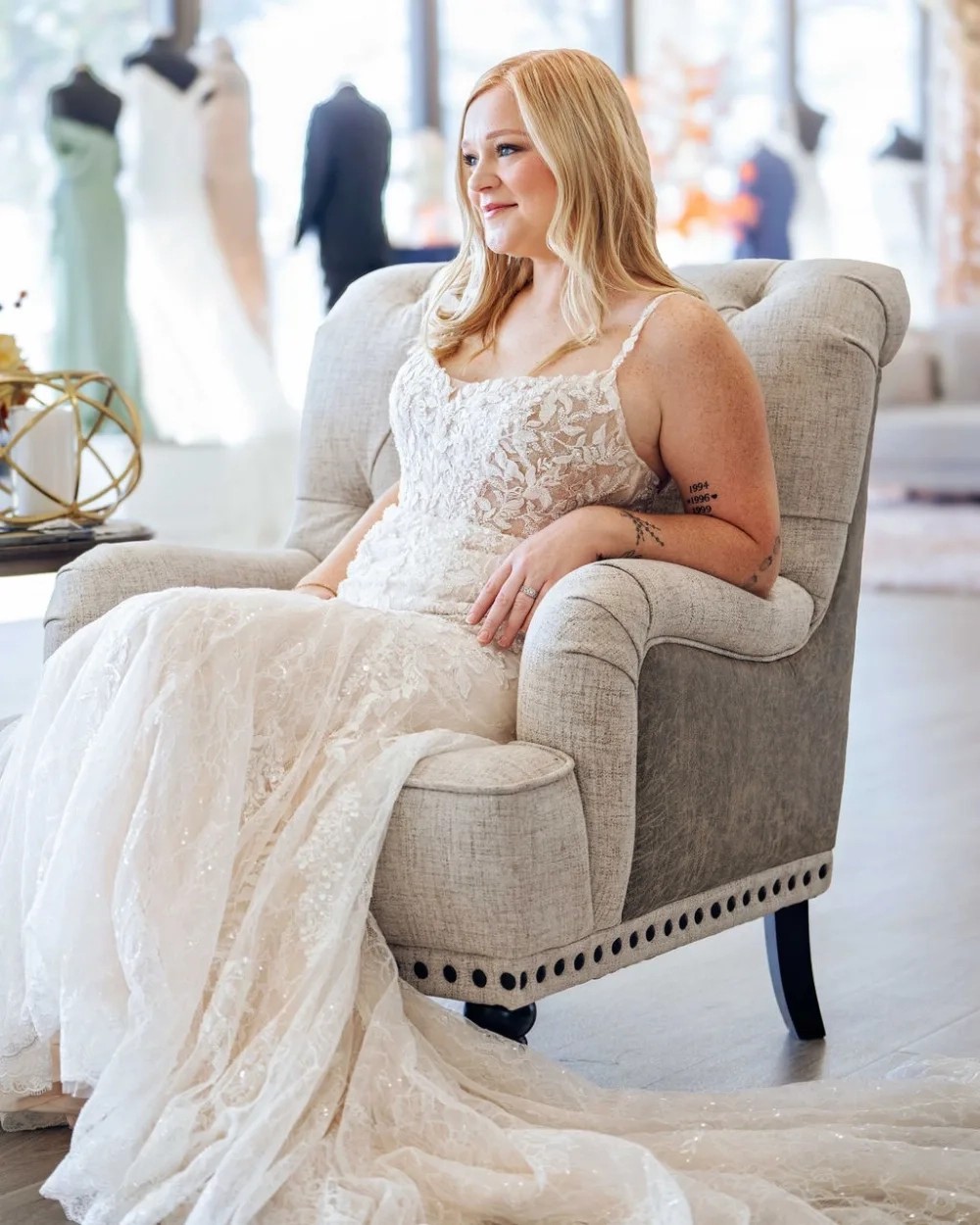 Model wearing a wedding dress