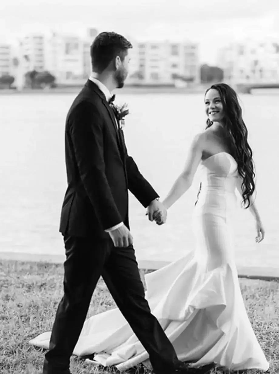 Black and white bride and groom picture