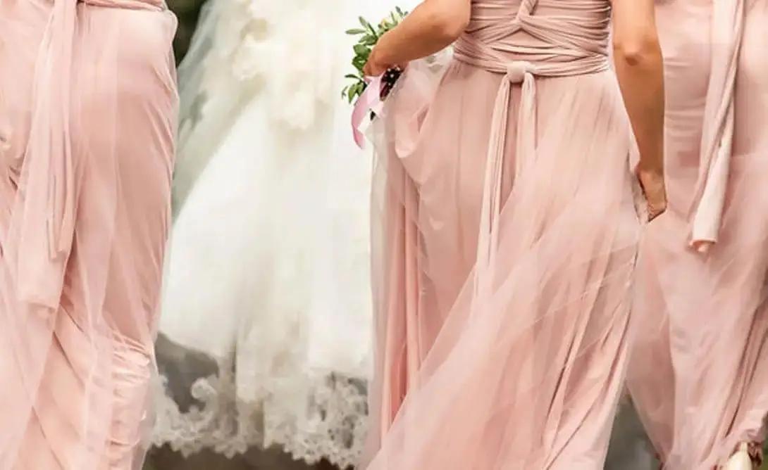 blush color bridesmaids dresses