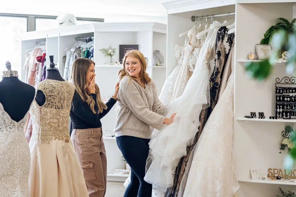 Bride choosing a gown